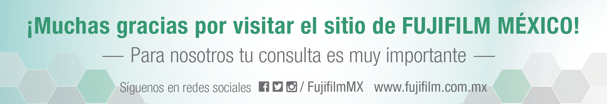 Muchas gracias por visitar el sitio de Fujifilm México. Para nosotros tu sugerencia es muy importante.