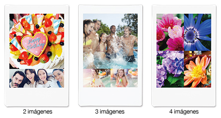 Imprime más de una foto en una sola película instantánea. 2, 3 ó 4 imágenes